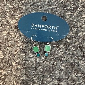 NWT Brand new Danforth Harmony Summer Wire Blue, Green & Silver Dangle Earrings